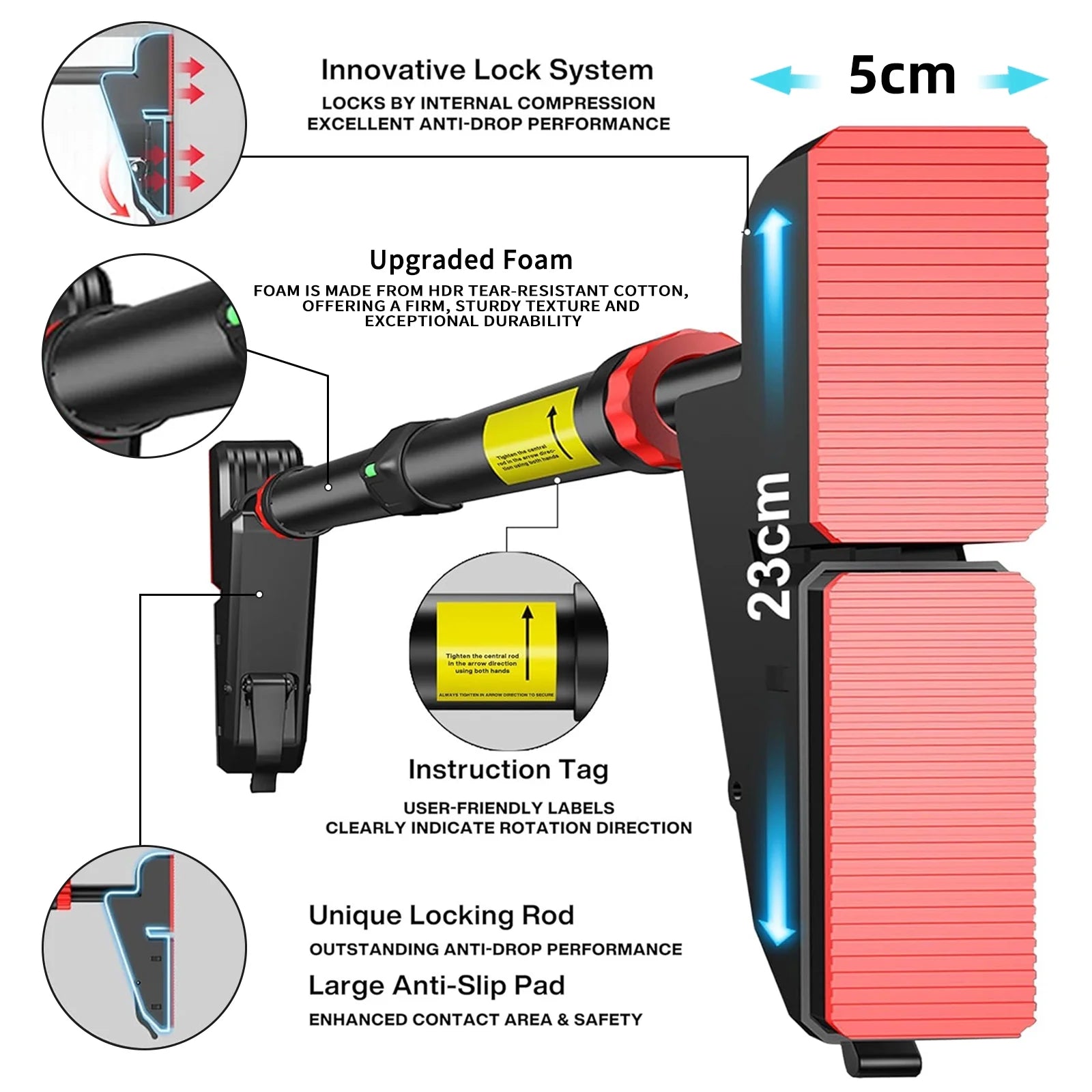 Pull up Bar for Doorway,Home Indoor Chin up Bar with No Screws, No Punching Adjustable Width Pull up Bar[76-95Cm], Maximum Load Capacity 250Kg.